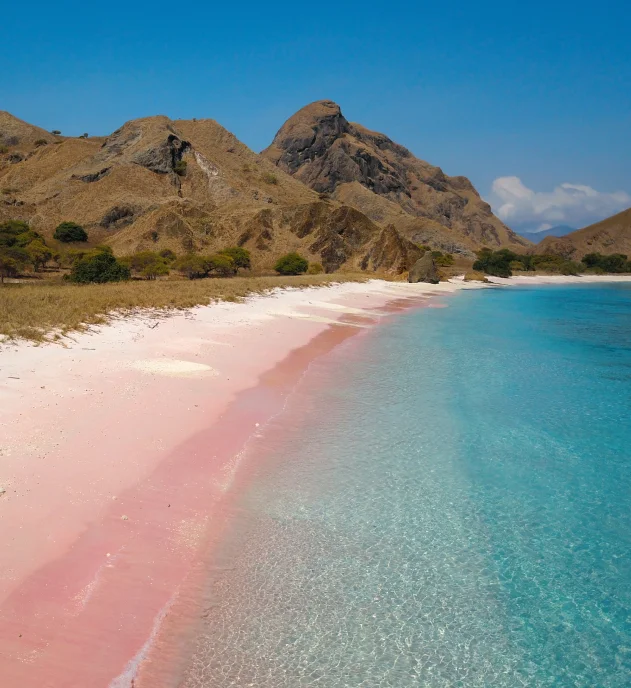 Walk on the stunning Pink Beach